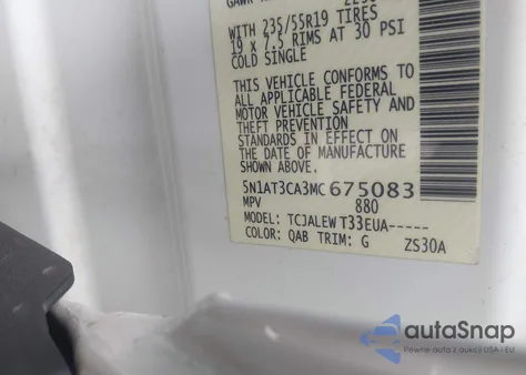 2021 Nissan Rogue Sl Fwd из США, поврежденный, VIN 5N1AT3CA3MC675083